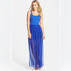 Felicity & Coco Vibrant Blue Sheer Maxi Dress